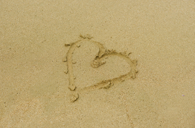 hjerte i sand
